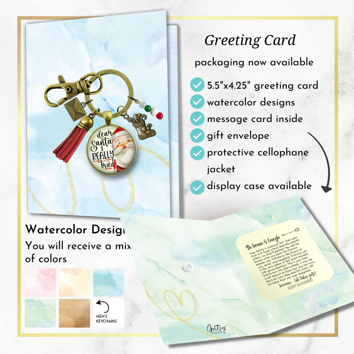 Dear Santa Keychain Funny I Tried Holiday Christmas Pendant Handmade Jewelry Letter Holly Charms
