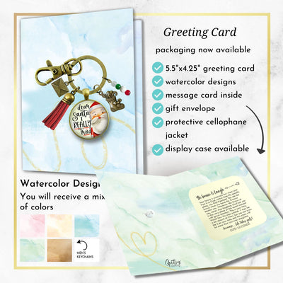 Dear Santa Keychain Funny I Tried Holiday Christmas Pendant Handmade Jewelry Letter Holly Charms
