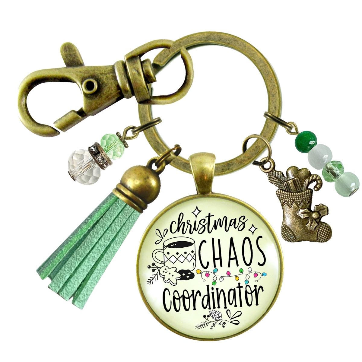 Christmas Chaos Coordinator Fun Holiday Keychain Stocking Charm Pendant Hostess Gift Jewelry   - Gutsy Goodness Handmade Jewelry