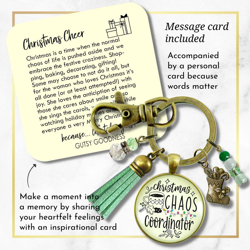 Christmas Chaos Coordinator Fun Holiday Keychain Stocking Charm Pendant Hostess Gift Jewelry   - Gutsy Goodness Handmade Jewelry