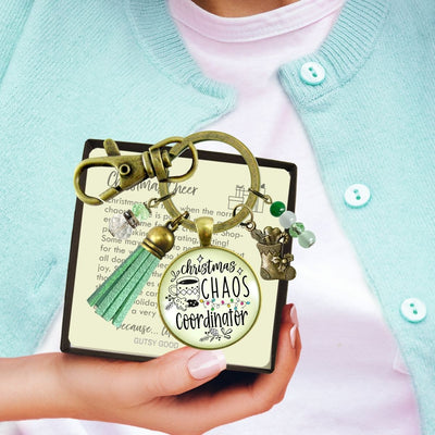 Christmas Chaos Coordinator Fun Holiday Keychain Stocking Charm Pendant Hostess Gift Jewelry   - Gutsy Goodness Handmade Jewelry