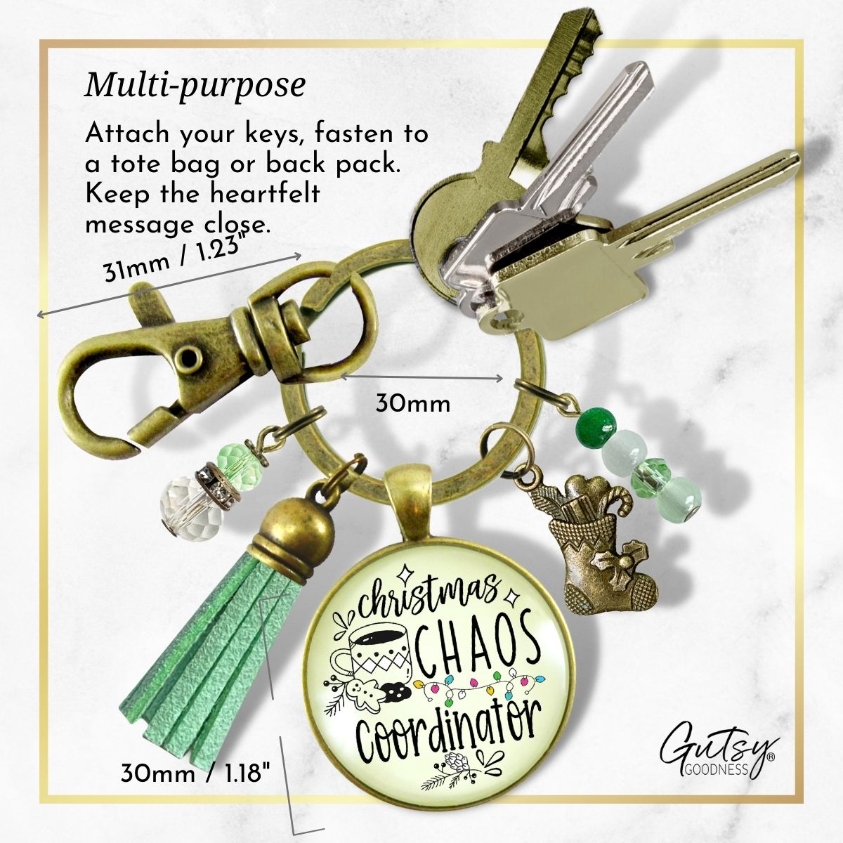 Christmas Chaos Coordinator Fun Holiday Keychain Stocking Charm Pendant Hostess Gift Jewelry   - Gutsy Goodness Handmade Jewelry