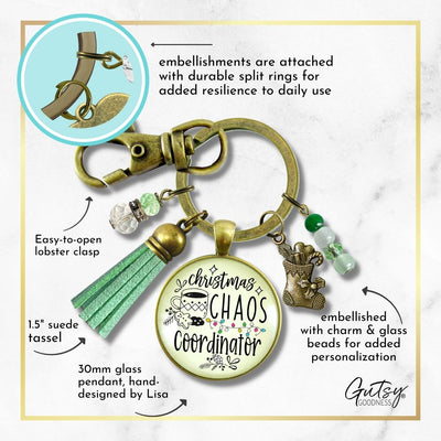 Christmas Chaos Coordinator Fun Holiday Keychain Stocking Charm Pendant Hostess Gift Jewelry   - Gutsy Goodness Handmade Jewelry