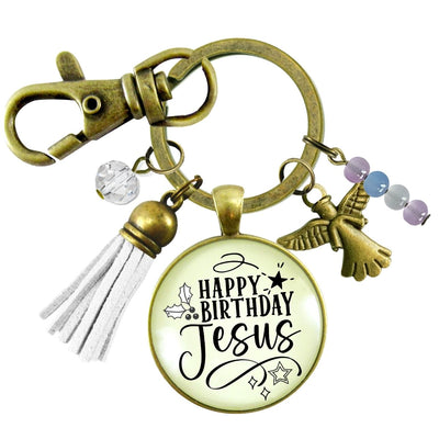Happy Birthday Gift Keychain For Women Merry Christmas Faith Jewelry Charms Handmade Holiday Pendant Key Chain   - Gutsy Goodness Handmade Jewelry
