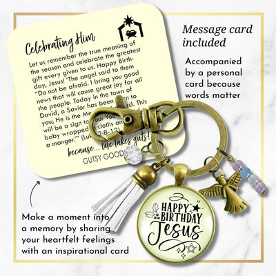 Happy Birthday Gift Keychain For Women Merry Christmas Faith Jewelry Charms Handmade Holiday Pendant Key Chain   - Gutsy Goodness Handmade Jewelry