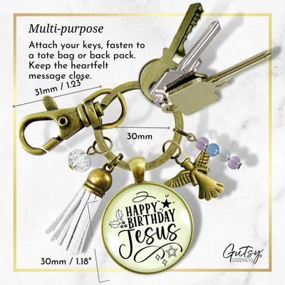Happy Birthday Gift Keychain For Women Merry Christmas Faith Jewelry Charms Handmade Holiday Pendant Key Chain