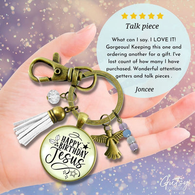 Happy Birthday Gift Keychain For Women Merry Christmas Faith Jewelry Charms Handmade Holiday Pendant Key Chain