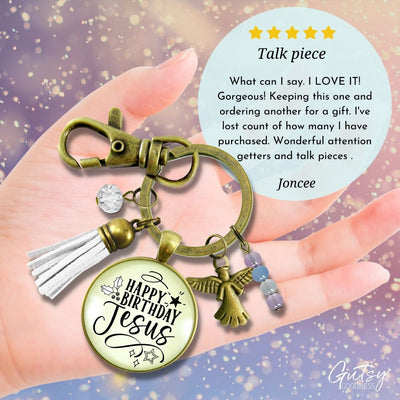 Happy Birthday Gift Keychain For Women Merry Christmas Faith Jewelry Charms Handmade Holiday Pendant Key Chain   - Gutsy Goodness Handmade Jewelry