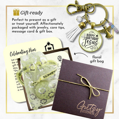 Happy Birthday Gift Keychain For Women Merry Christmas Faith Jewelry Charms Handmade Holiday Pendant Key Chain   - Gutsy Goodness Handmade Jewelry