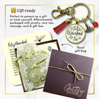 Feliz Navidad Keychain Merry Christmas Gift Jewelry For Her Candle Charm Red Green Beads Holiday Pendant  Keychain - Women - Gutsy Goodness Handmade Jewelry