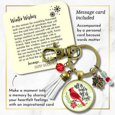 Cardinal Keychain All Is Calm Red Bird Holiday Christmas Jewelry For Women Festive  Charm Beads  Keychain - Women - Gutsy Goodness Handmade Jewelry