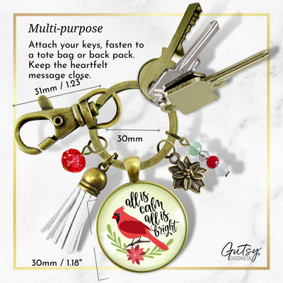 Cardinal Keychain All Is Calm Red Bird Holiday Christmas Jewelry For Women Festive  Charm Beads  Keychain - Women - Gutsy Goodness Handmade Jewelry