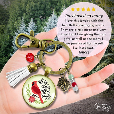 Cardinal Keychain All Is Calm Red Bird Holiday Christmas Jewelry For Women Festive  Charm Beads  Keychain - Women - Gutsy Goodness Handmade Jewelry