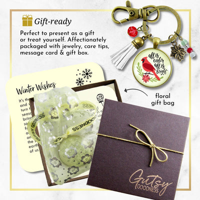 Cardinal Keychain All Is Calm Red Bird Holiday Christmas Jewelry For Women Festive  Charm Beads  Keychain - Women - Gutsy Goodness Handmade Jewelry