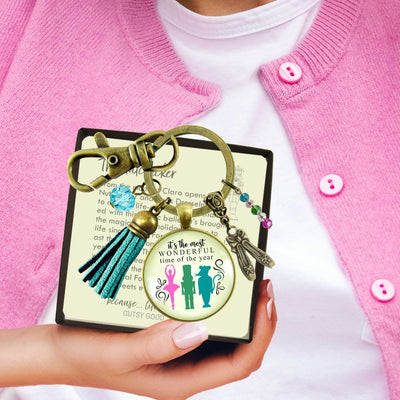 Nutcracker Ballet Gift Keychain Holiday Tradition Handmade Pendant Jewelry Pink Tassel Ballet Slipper Charm   - Gutsy Goodness Handmade Jewelry