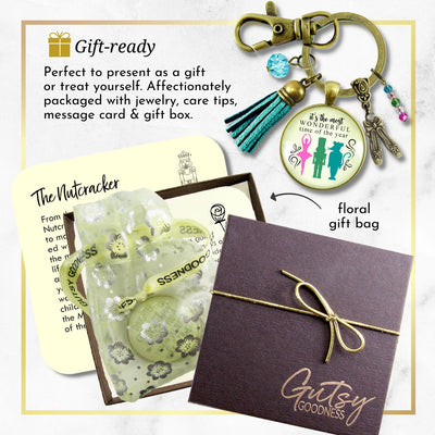 Nutcracker Ballet Gift Keychain Holiday Tradition Handmade Pendant Jewelry Pink Tassel Ballet Slipper Charm   - Gutsy Goodness Handmade Jewelry