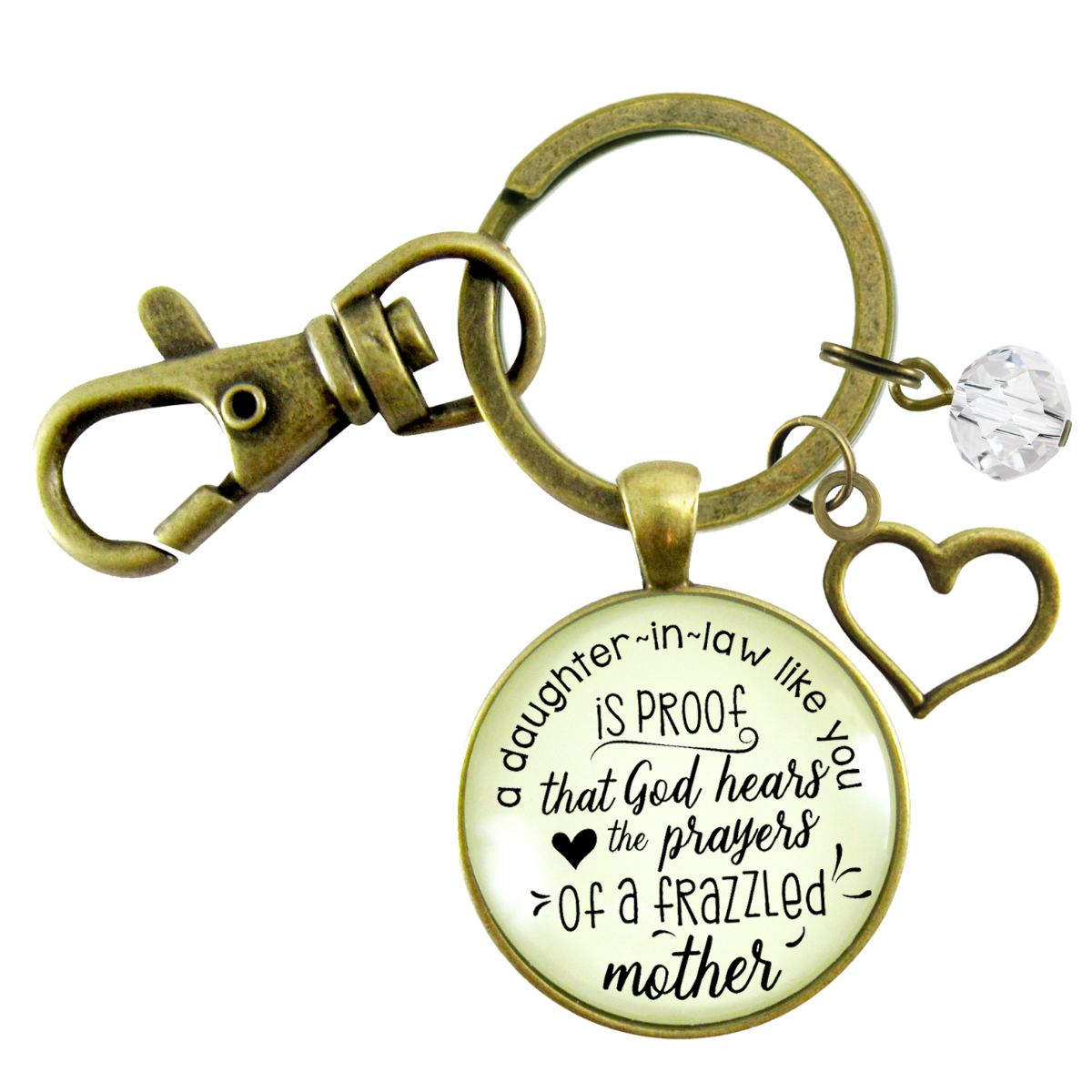 Daughter In Law Gift Keychain Proof God Hears Mother's Prayers Fun Gift Jewelry Heart Charm - Gutsy Goodness Handmade Jewelry;Daughter In Law Gift Keychain Proof God Hears Mother's Prayers Fun Gift Jewelry Heart Charm - Gutsy Goodness Handmade Jewelry Gifts