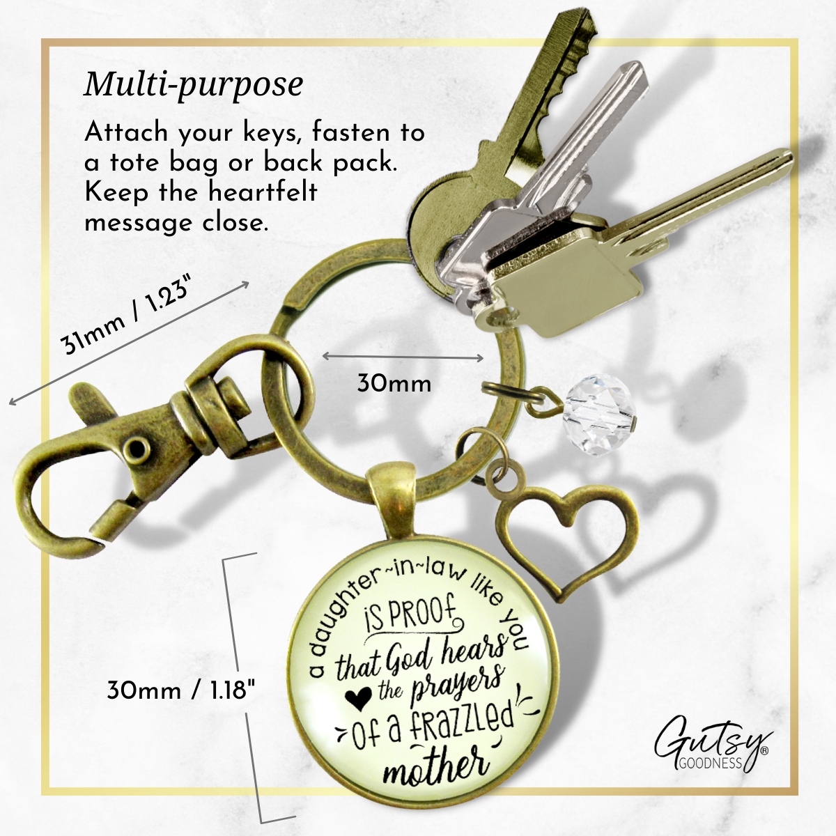 Daughter In Law Gift Keychain Proof God Hears Mother's Prayers Fun Gift Jewelry Heart Charm - Gutsy Goodness Handmade Jewelry;Daughter In Law Gift Keychain Proof God Hears Mother's Prayers Fun Gift Jewelry Heart Charm - Gutsy Goodness Handmade Jewelry Gifts