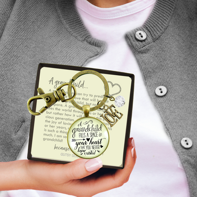 Grandmother Keychain A Grandchild Fills A Space Grandma Jewelry Gift Love Charm - Gutsy Goodness Handmade Jewelry;Grandmother Keychain A Grandchild Fills A Space Grandma Jewelry Gift Love Charm