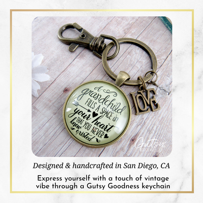 Grandmother Keychain A Grandchild Fills A Space Grandma Jewelry Gift Love Charm - Gutsy Goodness Handmade Jewelry;Grandmother Keychain A Grandchild Fills A Space Grandma Jewelry Gift Love Charm