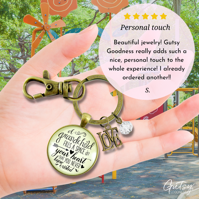 Grandmother Keychain A Grandchild Fills A Space Grandma Jewelry Gift Love Charm - Gutsy Goodness Handmade Jewelry;Grandmother Keychain A Grandchild Fills A Space Grandma Jewelry Gift Love Charm