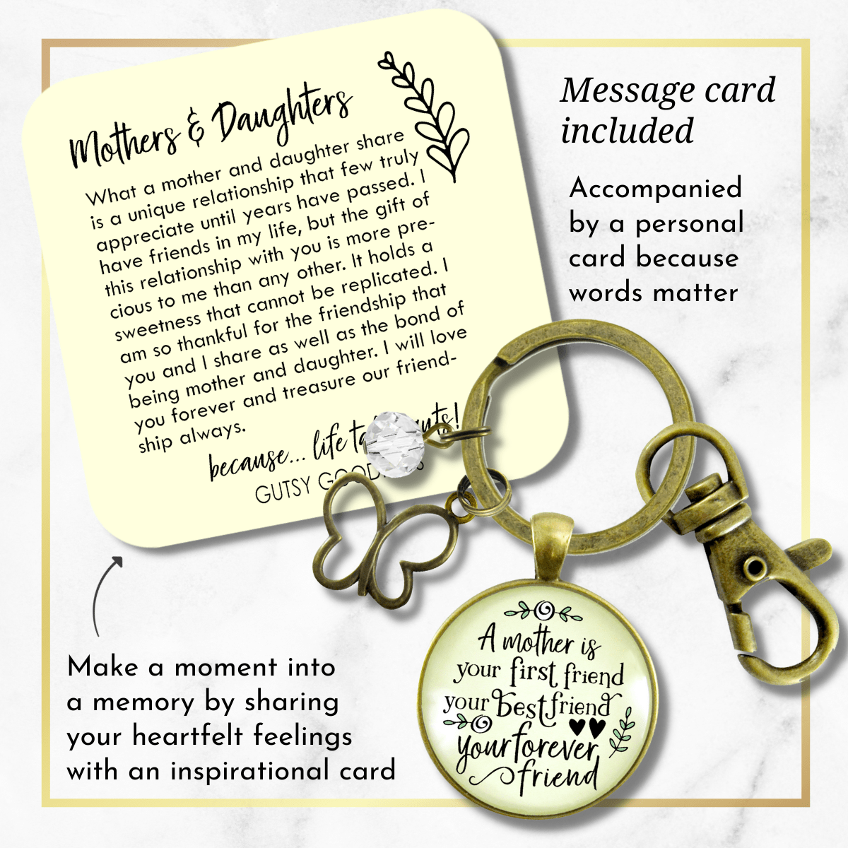 A Mother Is Your First Friend Keychain Best Forever Matching Mom Daughters Jewelry Gift  Keychain - Women - Gutsy Goodness Handmade Jewelry