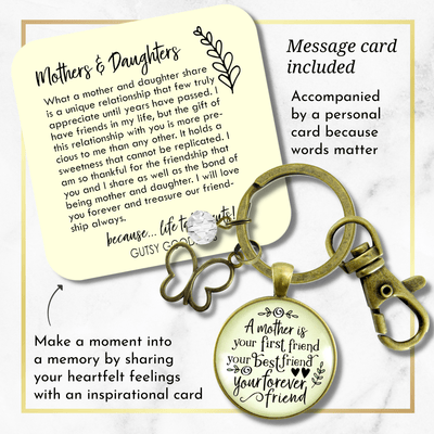 A Mother Is Your First Friend Keychain Best Forever Matching Mom Daughters Jewelry Gift  Keychain - Women - Gutsy Goodness Handmade Jewelry