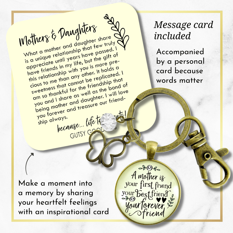 A Mother Is Your First Friend Keychain Best Forever Matching Mom Daughters Jewelry Gift  Keychain - Women - Gutsy Goodness Handmade Jewelry