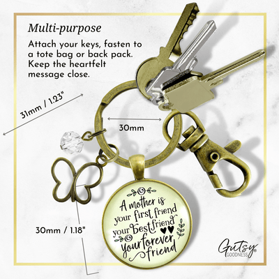 A Mother Is Your First Friend Keychain Best Forever Matching Mom Daughters Jewelry Gift  Keychain - Women - Gutsy Goodness Handmade Jewelry