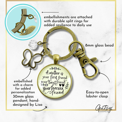 A Mother Is Your First Friend Keychain Best Forever Matching Mom Daughters Jewelry Gift  Keychain - Women - Gutsy Goodness Handmade Jewelry