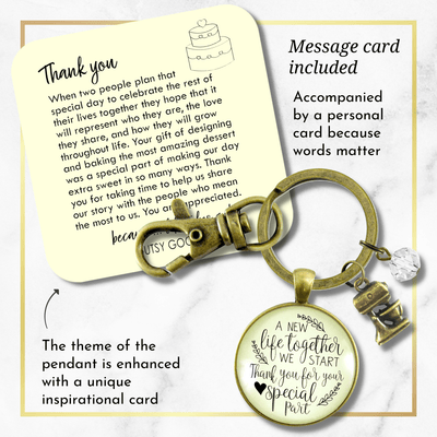 Wedding Cake Maker Gift Keychain New Life Jewelry Thanks Baker Charm - Gutsy Goodness Handmade Jewelry;Wedding Cake Maker Gift Keychain New Life Jewelry Thanks Baker Charm - Gutsy Goodness Handmade Jewelry Gifts