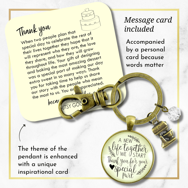 Wedding Cake Maker Gift Keychain New Life Jewelry Thanks Baker Charm - Gutsy Goodness Handmade Jewelry;Wedding Cake Maker Gift Keychain New Life Jewelry Thanks Baker Charm - Gutsy Goodness Handmade Jewelry Gifts