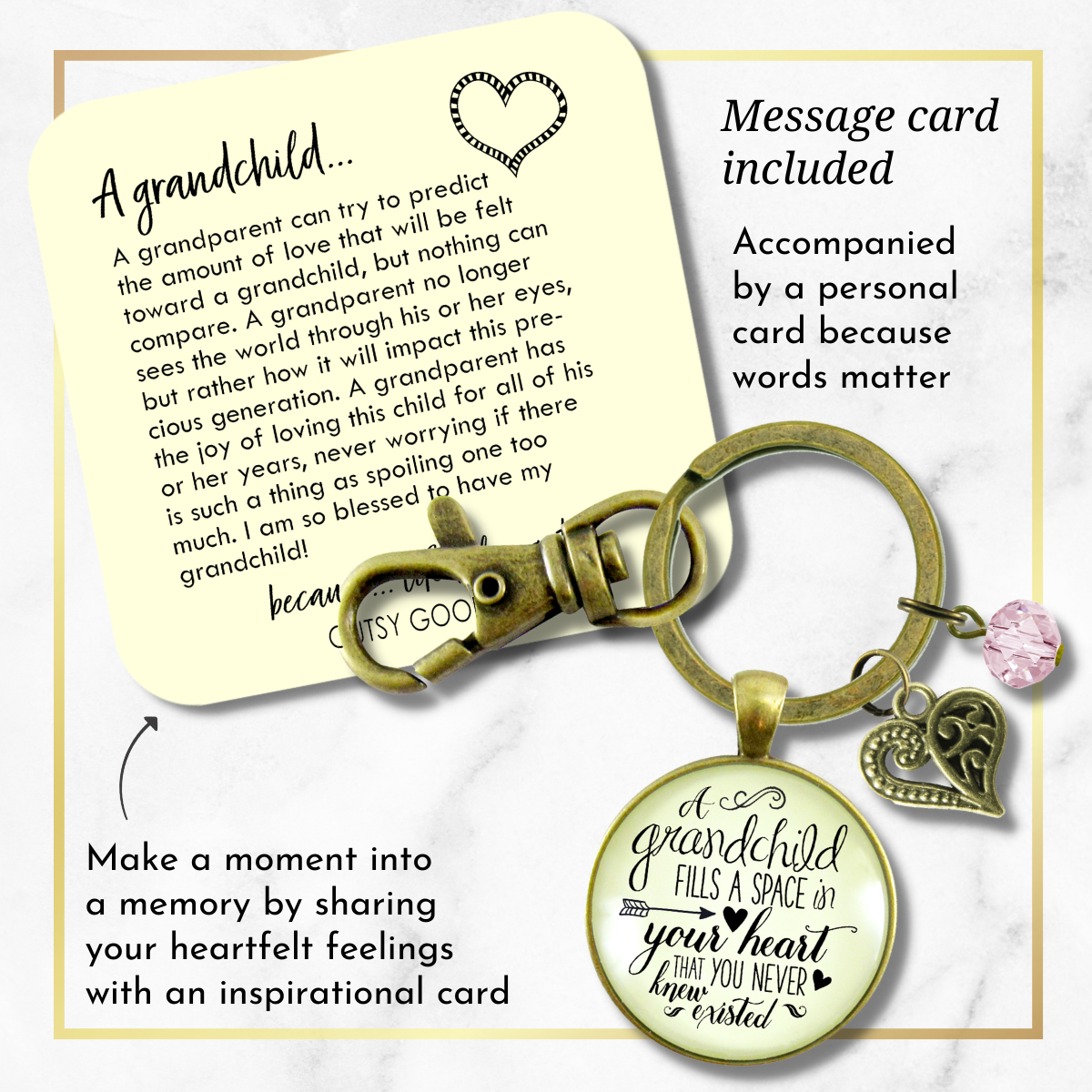 Grandma Keychain Grandchild Fills Space Handmade Charm Gift From Grandchildren - Gutsy Goodness Handmade Jewelry;Grandma Keychain Grandchild Fills Space Handmade Charm Gift From Grandchildren - Gutsy Goodness Handmade Jewelry Gifts