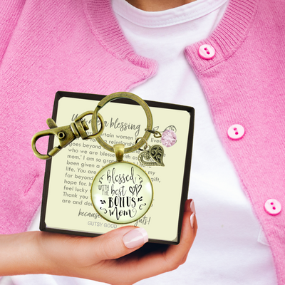 Blessed With Best Bonus Mom Keychain Thank You Mother Womens Jewelry Gift - Gutsy Goodness Handmade Jewelry;Blessed With Best Bonus Mom Keychain Thank You Mother Womens Jewelry Gift - Gutsy Goodness Handmade Jewelry Gifts