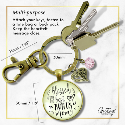 Blessed With Best Bonus Mom Keychain Thank You Mother Womens Jewelry Gift - Gutsy Goodness Handmade Jewelry;Blessed With Best Bonus Mom Keychain Thank You Mother Womens Jewelry Gift - Gutsy Goodness Handmade Jewelry Gifts