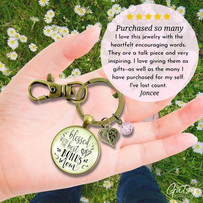 Blessed With Best Bonus Mom Keychain Thank You Mother Womens Jewelry Gift - Gutsy Goodness Handmade Jewelry;Blessed With Best Bonus Mom Keychain Thank You Mother Womens Jewelry Gift - Gutsy Goodness Handmade Jewelry Gifts