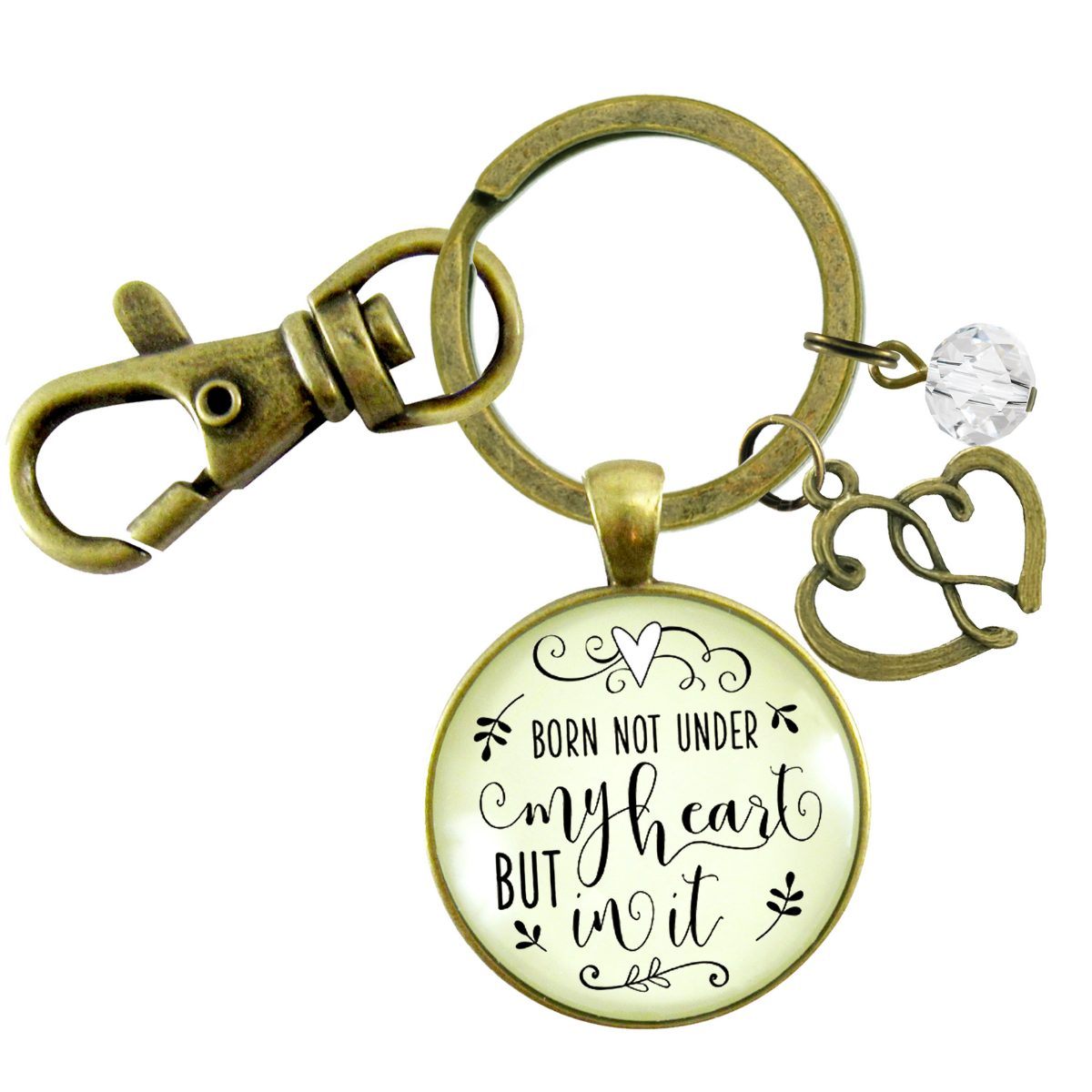 Adoption Keychain Born Not Under My Heart Special Mom Jewelry Gift - Gutsy Goodness;Adoption Keychain Born Not Under My Heart Special Mom Jewelry Gift - Gutsy Goodness Handmade Jewelry Gifts