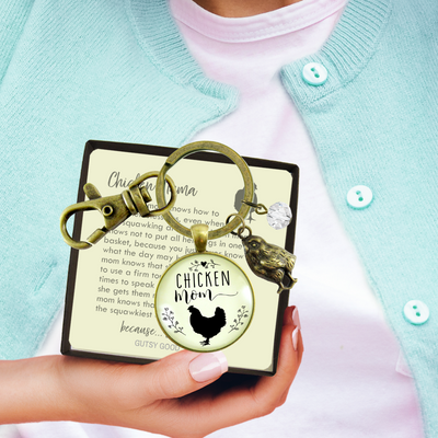 Chicken Mom Keychain Chick Gift For Mother Vintage Farm Life Inspired Baby Charm - Gutsy Goodness Handmade Jewelry;Chicken Mom Keychain Chick Gift For Mother Vintage Farm Life Inspired Baby Charm - Gutsy Goodness Handmade Jewelry Gifts