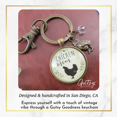 Chicken Mom Keychain Chick Gift For Mother Vintage Farm Life Inspired Baby Charm - Gutsy Goodness Handmade Jewelry;Chicken Mom Keychain Chick Gift For Mother Vintage Farm Life Inspired Baby Charm - Gutsy Goodness Handmade Jewelry Gifts