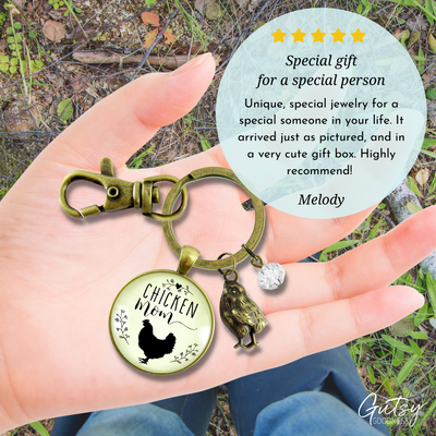 Chicken Mom Keychain Chick Gift For Mother Vintage Farm Life Inspired Baby Charm - Gutsy Goodness Handmade Jewelry;Chicken Mom Keychain Chick Gift For Mother Vintage Farm Life Inspired Baby Charm - Gutsy Goodness Handmade Jewelry Gifts