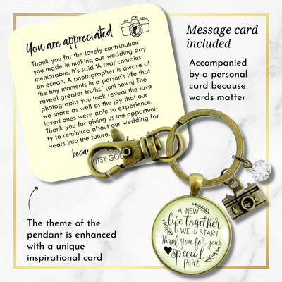 Wedding Photographer Gift Keychain A New Life We Start Rustic Camera Thank You Card - Gutsy Goodness;Wedding Photographer Gift Keychain A New Life We Start Rustic Camera Thank You Card - Gutsy Goodness Handmade Jewelry Gifts