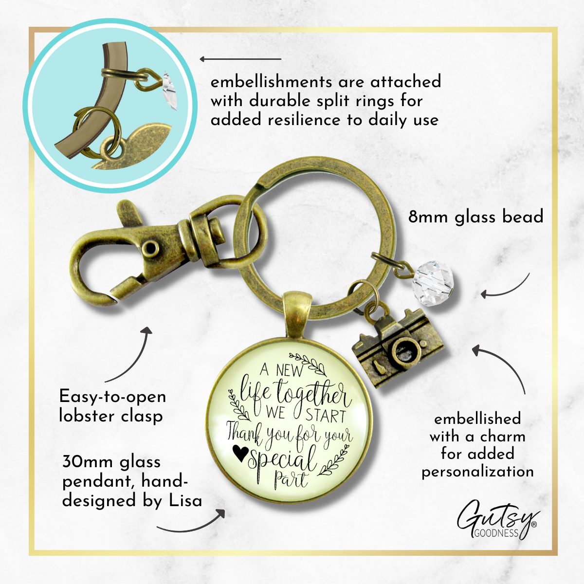 Wedding Photographer Gift Keychain A New Life We Start Rustic Camera Thank You Card - Gutsy Goodness;Wedding Photographer Gift Keychain A New Life We Start Rustic Camera Thank You Card - Gutsy Goodness Handmade Jewelry Gifts