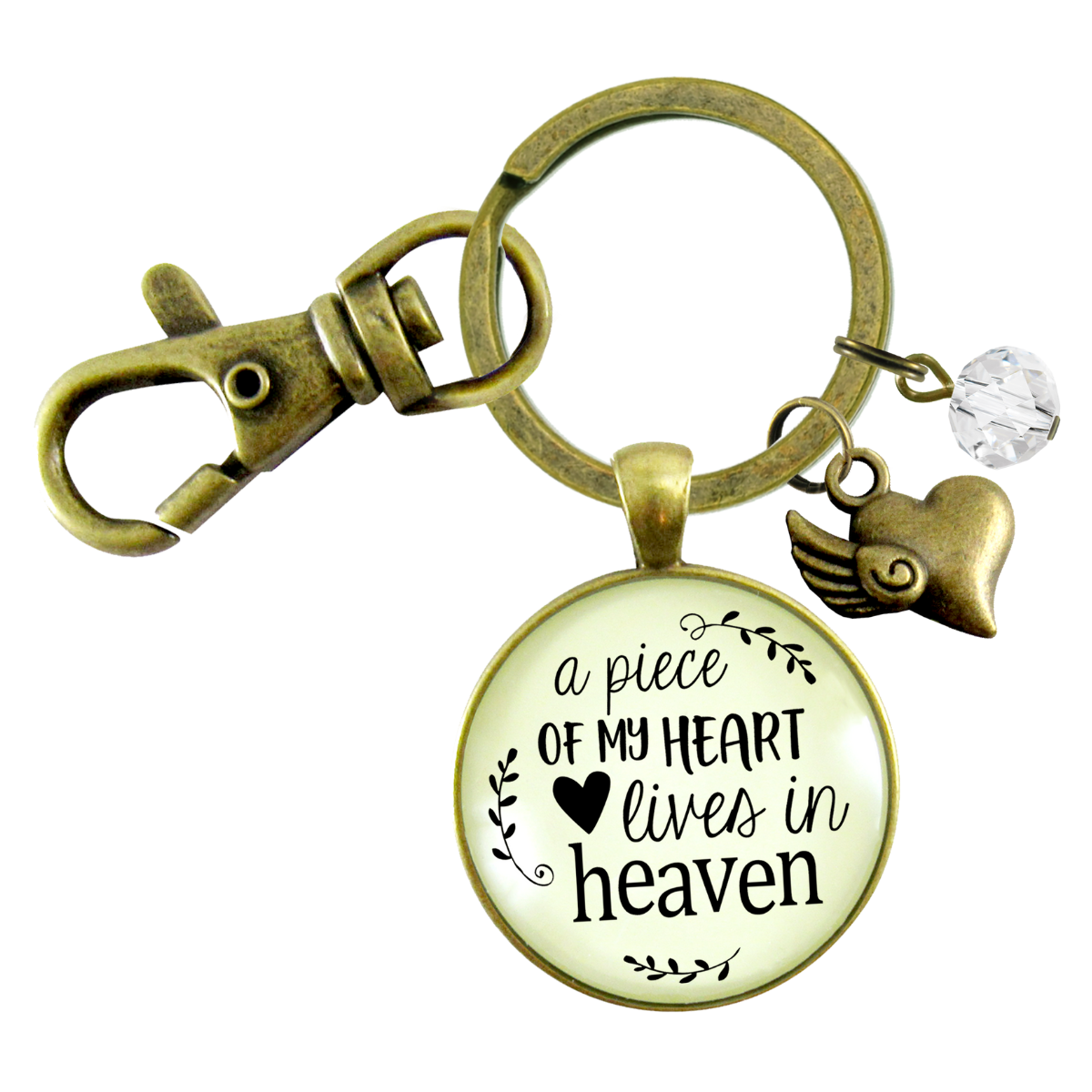 Memorial Keychain A Piece Of My Heart Lives In Heaven Remembrance Jewelry Heart - Gutsy Goodness Handmade Jewelry;Memorial Keychain A Piece Of My Heart Lives In Heaven Remembrance Jewelry Heart - Gutsy Goodness Handmade Jewelry Gifts