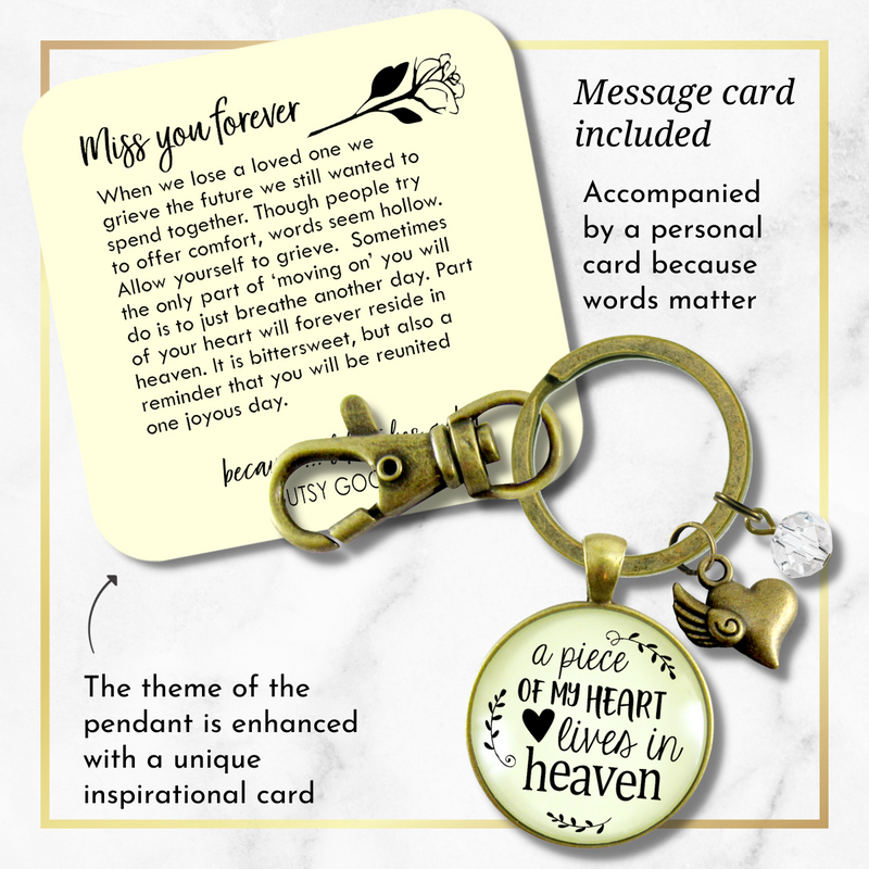 Memorial Keychain A Piece Of My Heart Lives In Heaven Remembrance Jewelry Heart - Gutsy Goodness Handmade Jewelry;Memorial Keychain A Piece Of My Heart Lives In Heaven Remembrance Jewelry Heart - Gutsy Goodness Handmade Jewelry Gifts