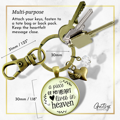 Memorial Keychain A Piece Of My Heart Lives In Heaven Remembrance Jewelry Heart - Gutsy Goodness Handmade Jewelry;Memorial Keychain A Piece Of My Heart Lives In Heaven Remembrance Jewelry Heart - Gutsy Goodness Handmade Jewelry Gifts