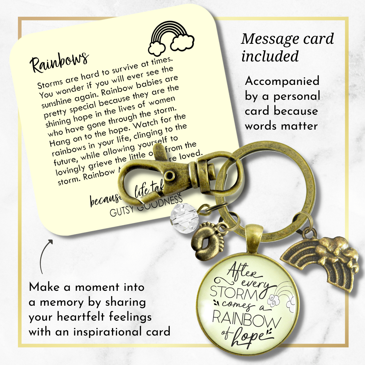 Rainbow Baby Keychain After the Storm Comes Hope Pregnancy After Baby Loss Mom - Gutsy Goodness