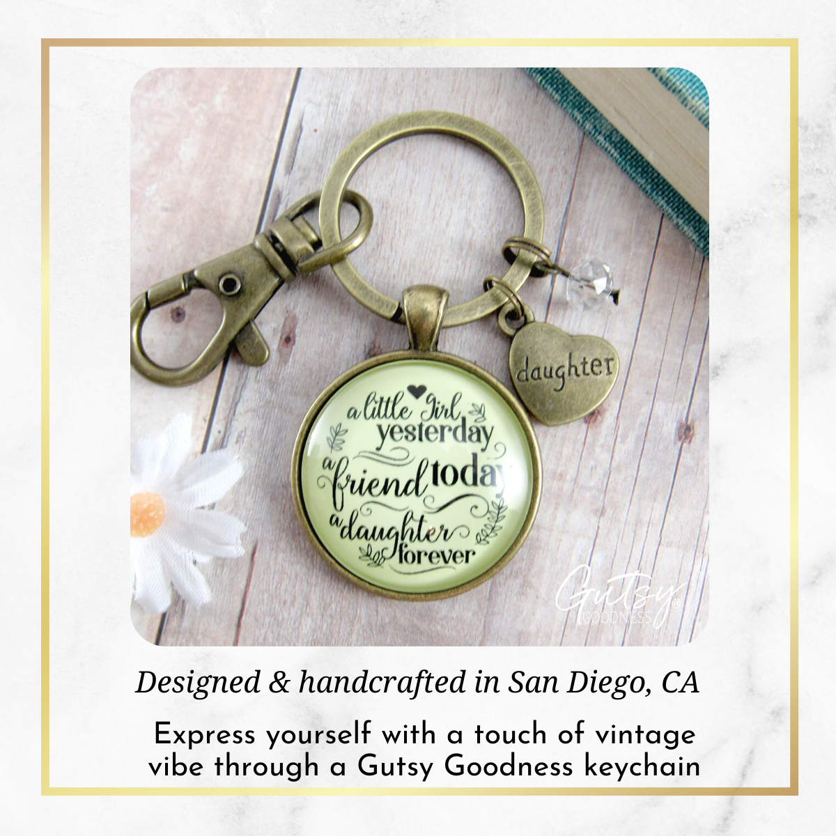 To My Daughter Keychain A Little Girl Yesterday From Mom Inspirational Friendship Jewelry Gift - Gutsy Goodness Handmade Jewelry;To My Daughter Keychain A Little Girl Yesterday From Mom Inspirational Friendship Jewelry Gift - Gutsy Goodness Handmade Jewelry Gifts