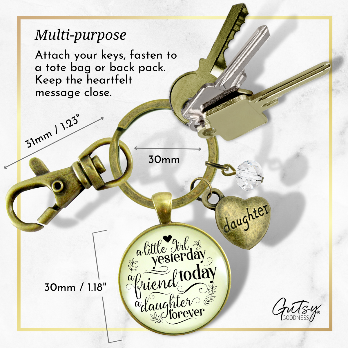 To My Daughter Keychain A Little Girl Yesterday From Mom Inspirational Friendship Jewelry Gift - Gutsy Goodness Handmade Jewelry;To My Daughter Keychain A Little Girl Yesterday From Mom Inspirational Friendship Jewelry Gift - Gutsy Goodness Handmade Jewelry Gifts