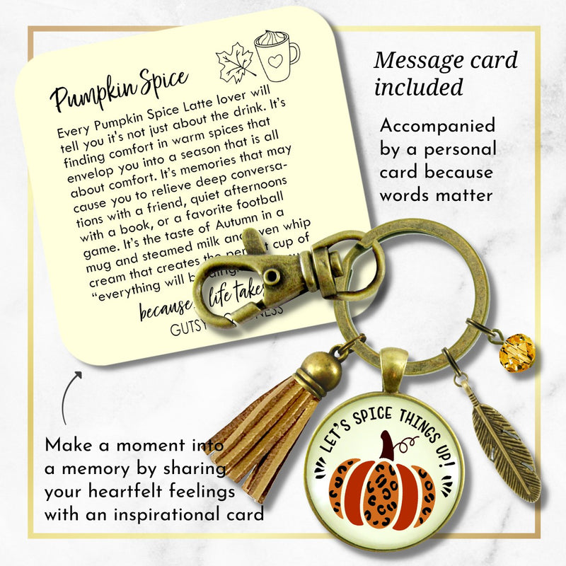 Pumpkin Leopard Keychain Spice Things Up Animal Print Quote Jewelry October Autumn Pattern Pendant  Keychain - Women - Gutsy Goodness Handmade Jewelry
