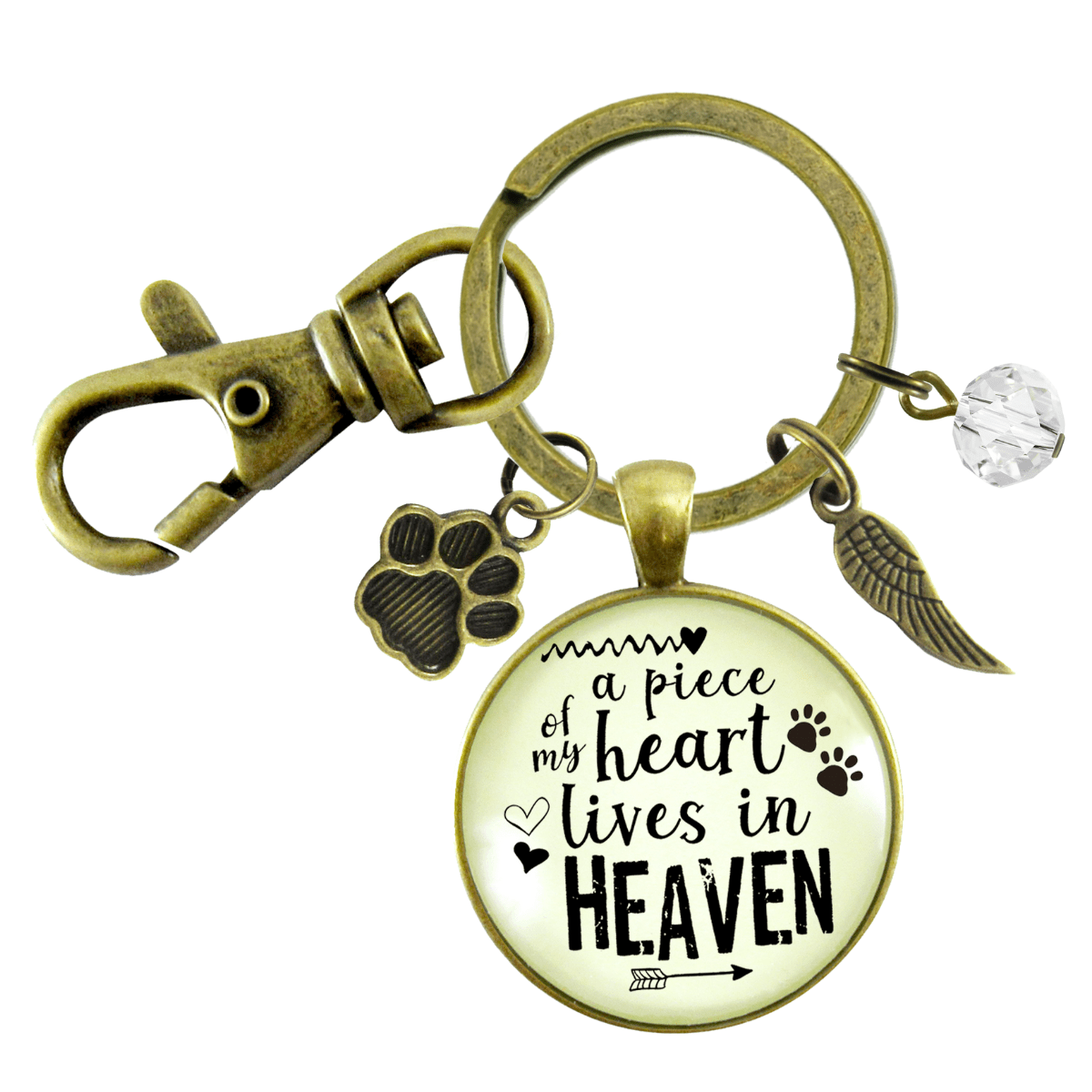 Pet Memorial Keychain A Piece Of My Heart Gift Angel Wing Paw Cat Dog Remembrance Jewelry - Gutsy Goodness Handmade Jewelry;Pet Memorial Keychain A Piece Of My Heart Gift Angel Wing Paw Cat Dog Remembrance Jewelry - Gutsy Goodness Handmade Jewelry Gifts